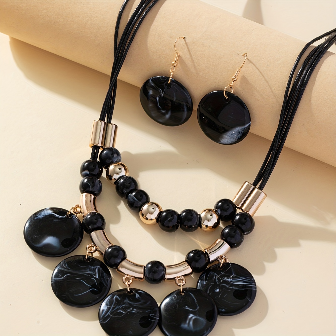 Two Tone Effect Necklace & Earrings Set